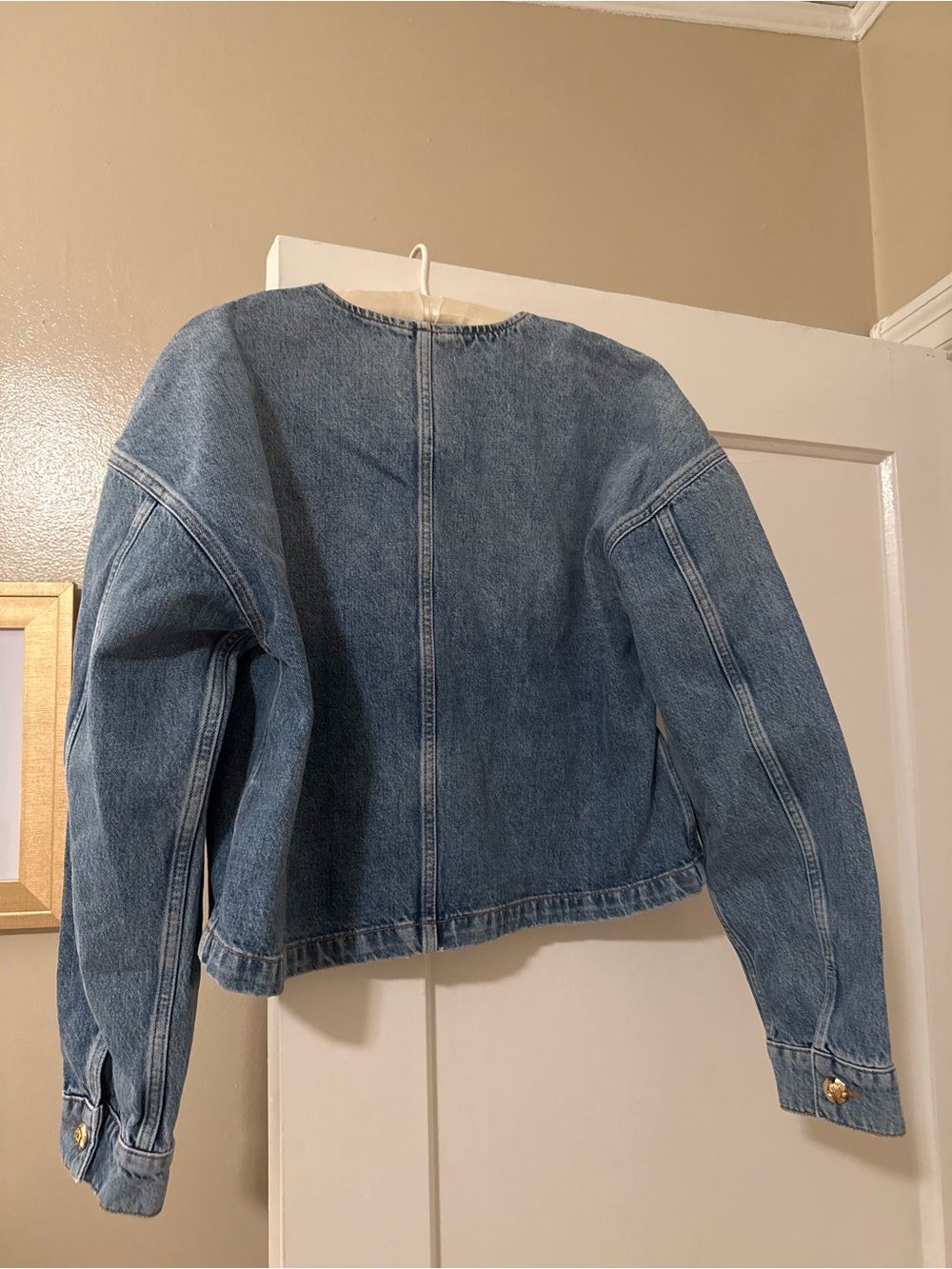Tuckernuck- Anine Bing Light Blue Denim Jacket with Gold Buttons - Picture 3 of 9